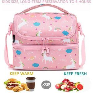 Kids Double Decker Cooler Insulated Lunch Bag Tote for Boys, Girls, Men, Women,